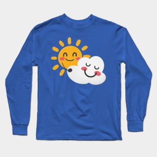 Sun Hugging Cloud - Cute Kawaii Design Long Sleeve T-Shirt